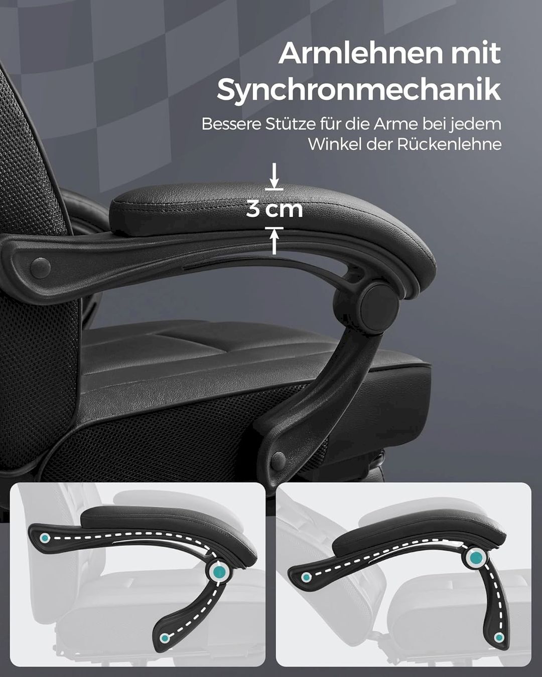 Sedie per ufficio: SONGMICS Gamingstuhl schwarz – Nuovo e nell'imballaggio originale da Bottighofen venduto da zaap 4