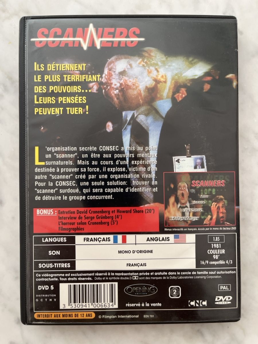 Tutti i DVDs: DVD Scanners David Cronenberg VOSTFR FR 1981 – Usato da Biel/Bienne venduto da lux2000 3