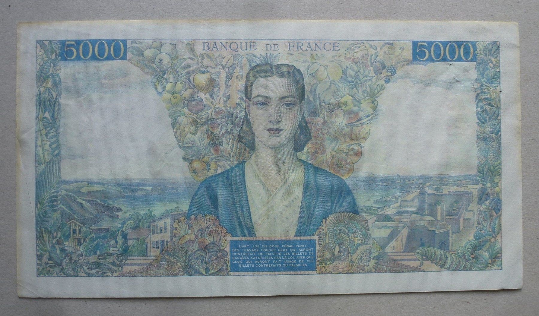 Banknoten: Frankreich ++ 5000.- Francs 1945 – Gebraucht aus Walkringen von Casablanca777 1