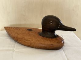 Massive Holz-Ente, handgeschnitzte Holz Skulptur, Vintage