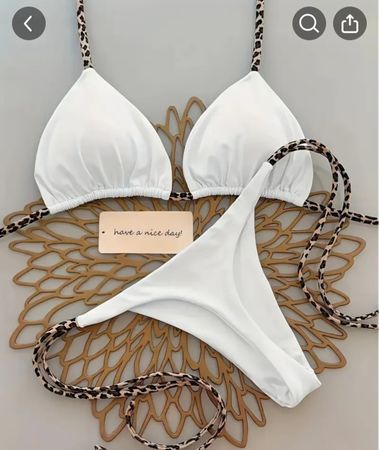 Weisser Bikini mit Leopardenmuster, Gr. S