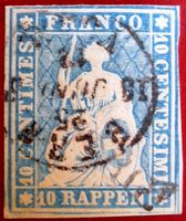 Schweiz Strubel 10 Rp. blau SIGNIERT Seidenfaden (Zu.23)