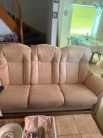 Sofa 3-Sitzer und 2-Sitzer Hellbeiges Alcantara Stoff