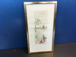 Altes Bild im japanischen Stil Landschaft mit Personen