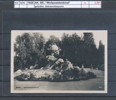 1928 AK, BE, "Weltpostdenkmal", gelaufen