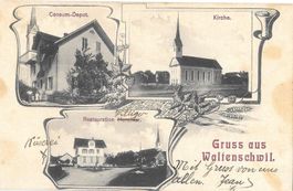 Waltenschwil drei Bilder Consum Restaurant Villiger Kirche