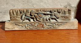 antique, carved wooden panel 19th century war