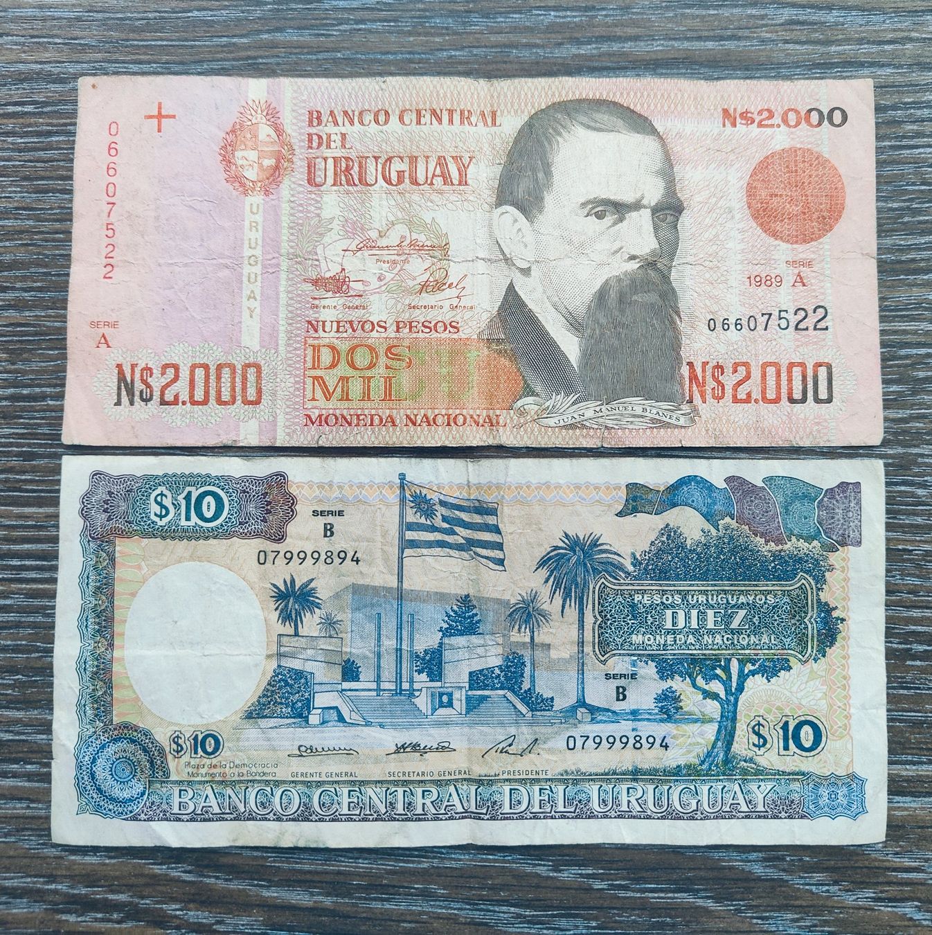 Banknoten: Uruguay 2 Stück !!!!!! – Gebraucht aus Flaach von Lonzo99
