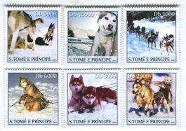 Briefmarken "Siberian Husky, Grönlandhund". São Tomé und Prí