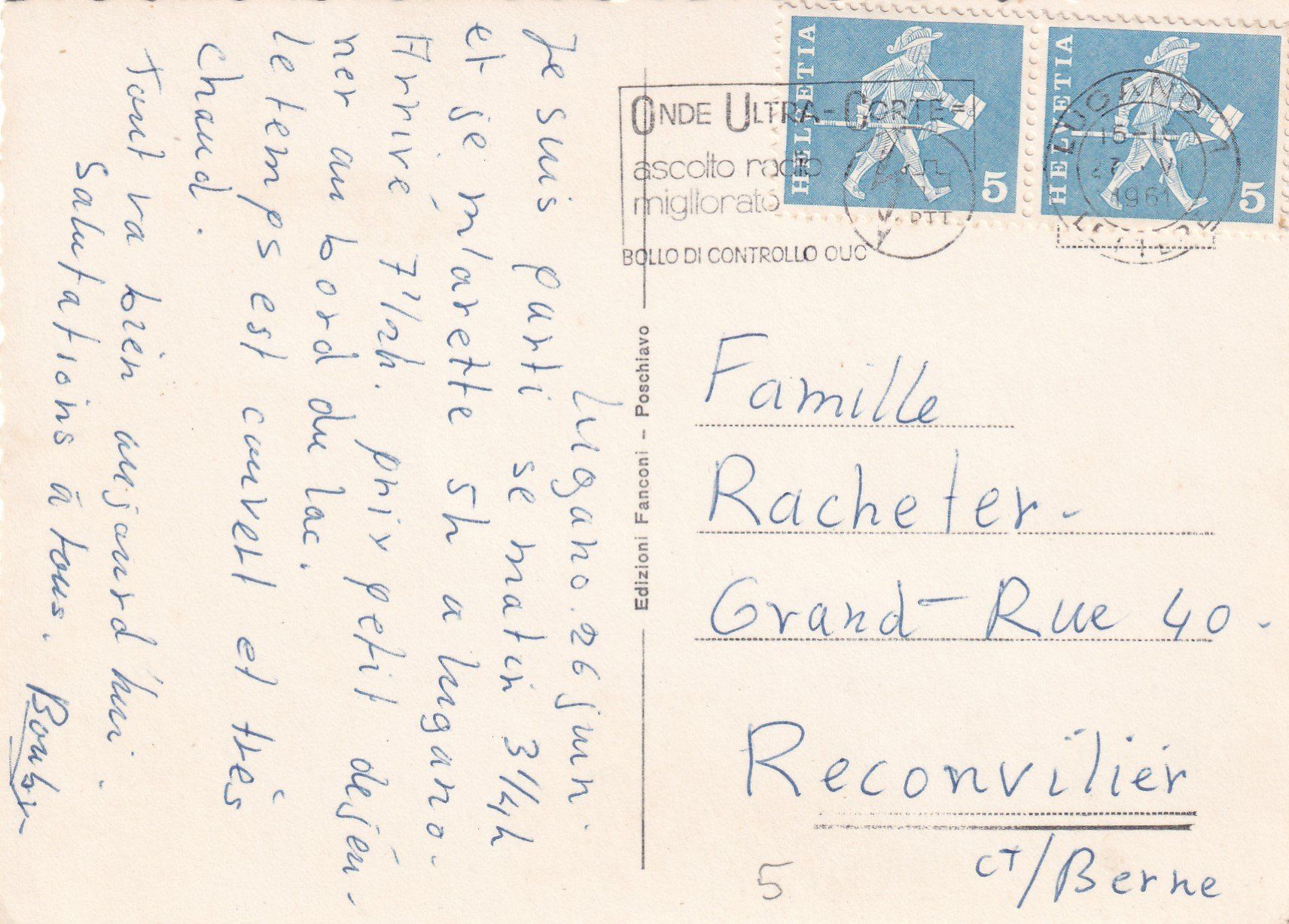 Cartoline postali: Ansichtskarte Lugano verso il Monte Bré – Usato da Birsfelden venduto da chr_yq2g 1