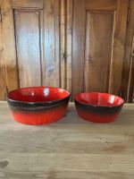 Keramik Schalen Set, Rot/Black, Vintage