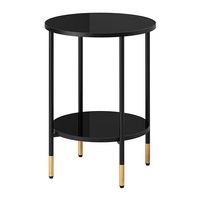 IKEA Beistelltisch - ÄSPERÖD Beiti 45 schwarz/Glas schwarz