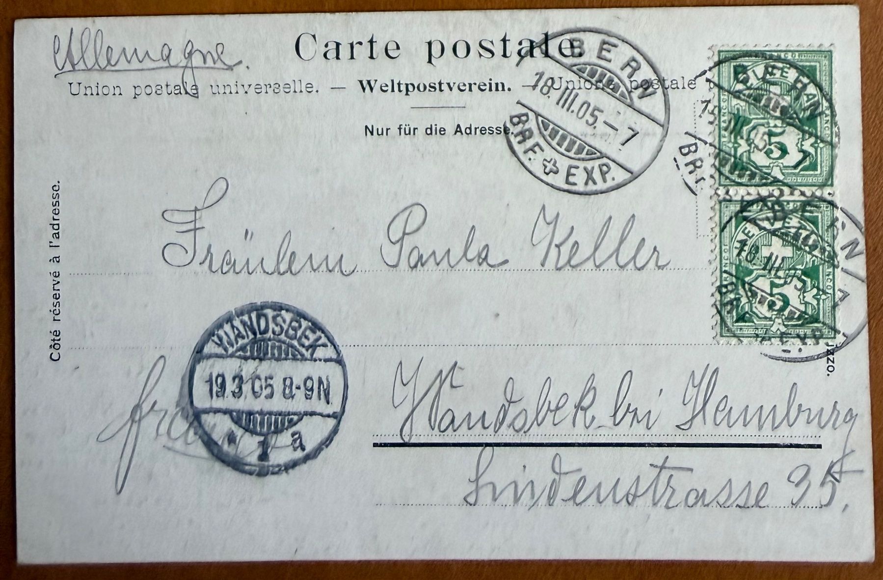 Cartoline postali: Vevey - Panorama. 1905 – Usato da Lutry venduto da Ediego 1
