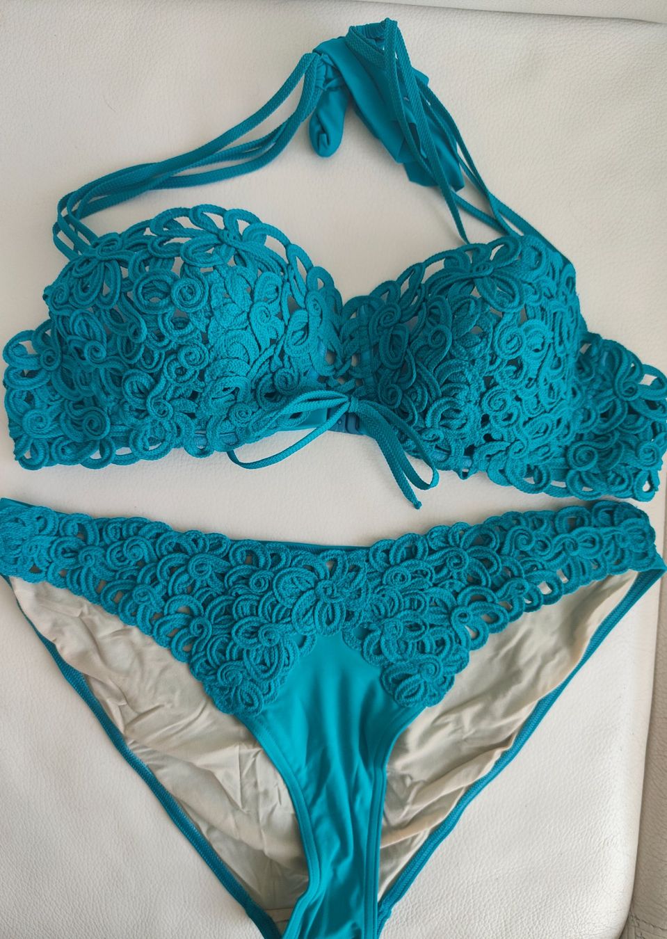 Badekleider & Bikinis: Türkiser Bikini mit Häkelmuster – Gebraucht aus Müllheim Dorf von bea1970