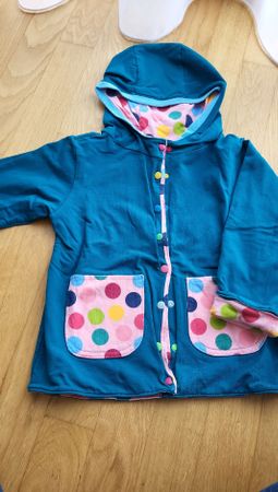 Handmade Wendejacke Sommerjacke mit Kapuze, Grösse 110- 116