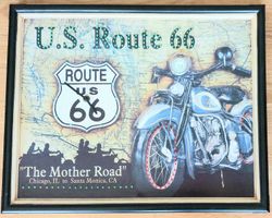 Route 66 Uhr mit Motorrad Motiv - mit LED und Halogen Licht
