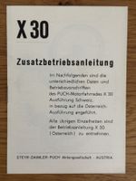 Puch X30 Original Zusatzanleitung Schweiz TS 32/2-64