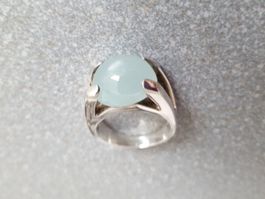 Silber Ring mit echtem Aquamarinstein