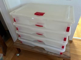 4 Plastik Rollboxen mit Deckel