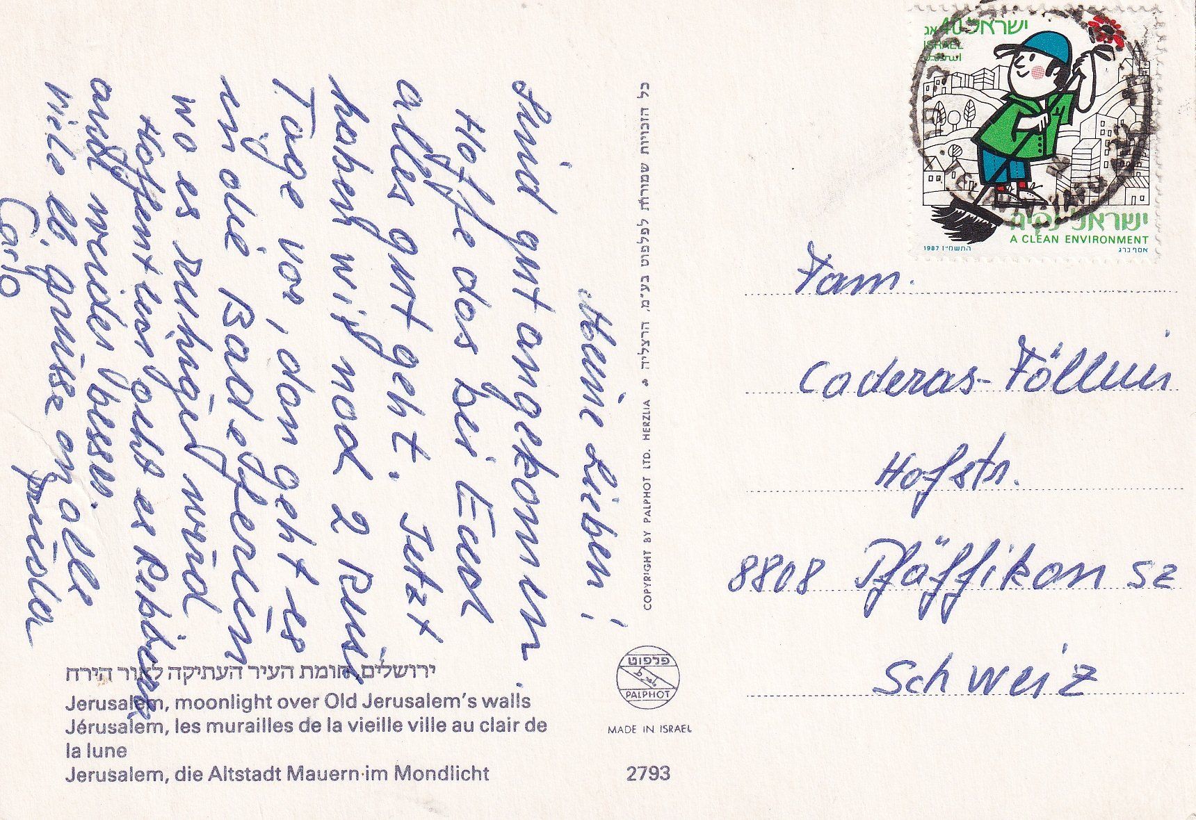 Cartoline postali: Jerusalem /ay – Usato da Hombrechtikon venduto da Rudolf07 1