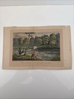 Gravure ancienne Alken Heron Shooting XIXe aquatinte rare