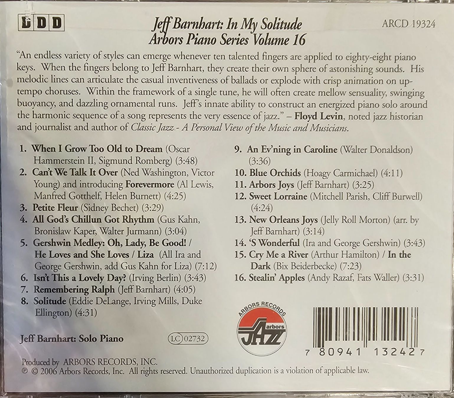 CDs: Jeff Barnhart – In My Solitude – Neu und originalverpackt aus Wahlen b. Laufen von Cg10 1