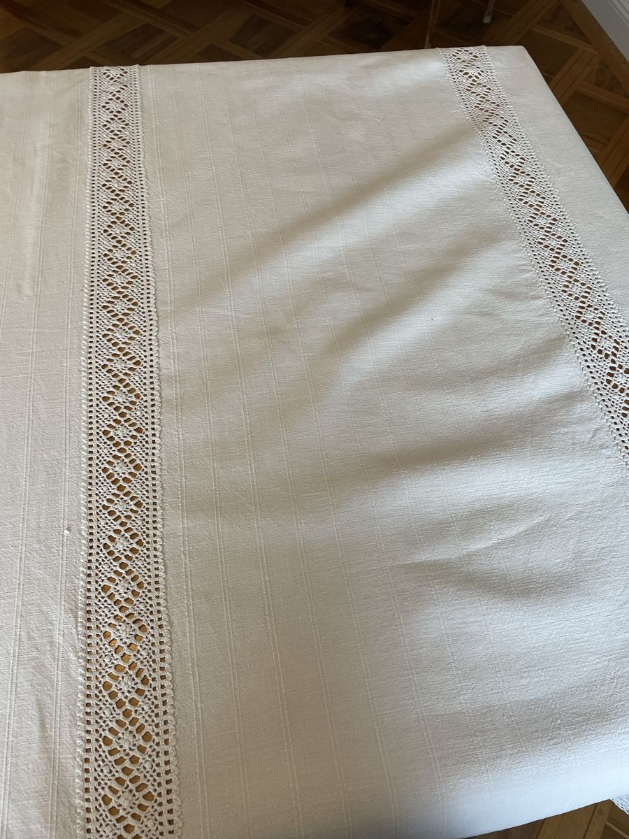 Sonstige Tischwäsche: Tischtuch ca 170x 280cm  Leinen mit Spitzen alt – Gebraucht aus Sirnach von dasrosahaus 8