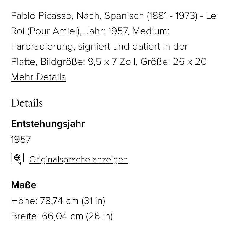 Dipinti: Pablo Picasso,Le Roi(pour amiel) – Usato da Riehen venduto da harald13 4