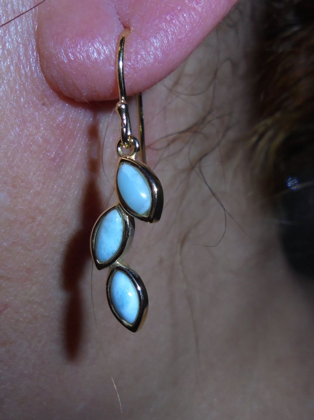 Orecchini pendenti & Orecchini a lobo: Echtschmuck: Larimar Silberohrhänger, vergoldet – Nuovo (secondo la descrizione) da Zuchwil venduto da maumauchi 7