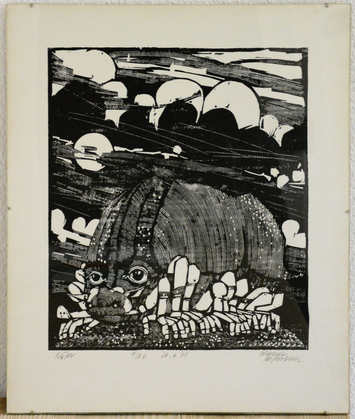 Xilografie: Holzschnitt Käfer- Werner Hofmann 1971 – Usato da Luzern venduto da -gwunderchischtli-