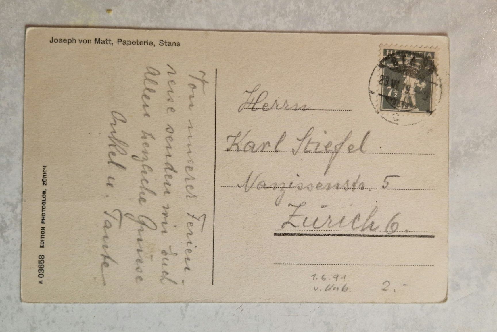 Cartoline postali: Winkelrieddenkmal Stans, 1919 – Usato da Ebikon venduto da Donar50 1