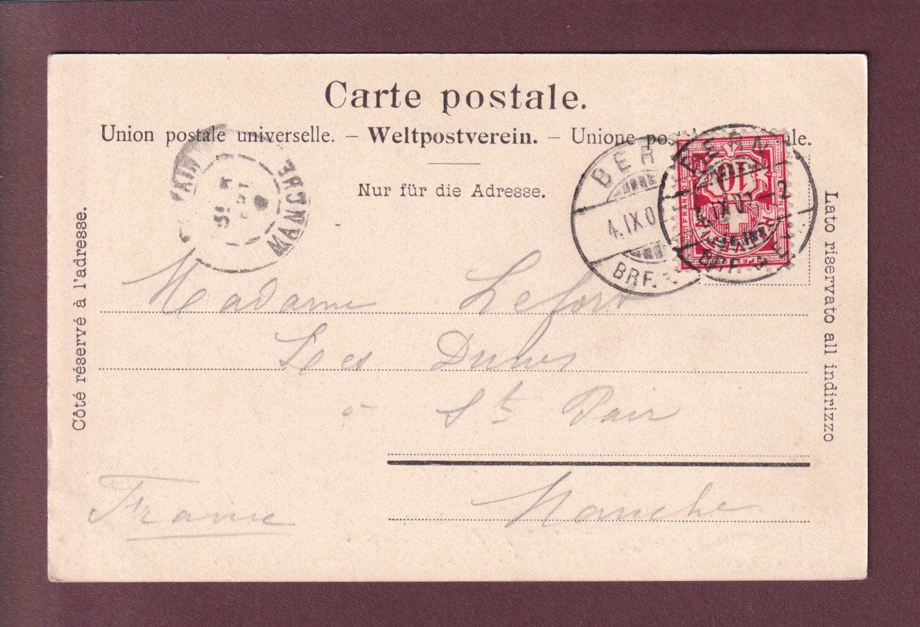 Cartoline postali: BERN - 1902 – Usato da Pully venduto da nicecards 1