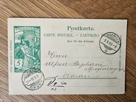 Karte mit Rasierstempel Aarau 1900 - (Zofingen) für 4.--