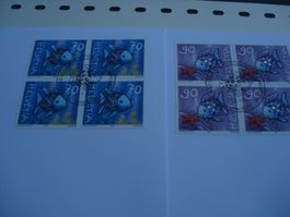 Regenbogenfisch, 2001, FDC Satz, Einzel + 4erblock, 5 Bele