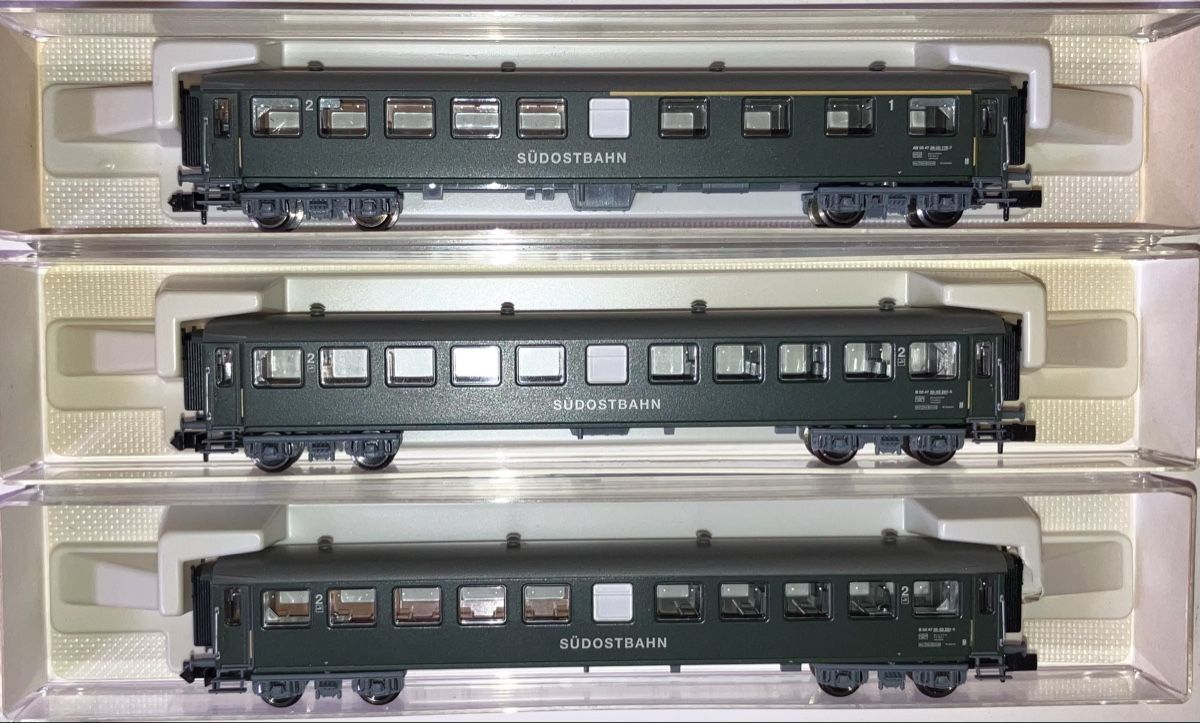 Fleischmann Modelleisenbahnen: Fleischmann SOB 3er. Wagenset  – Gebraucht aus Dompierre VD von immorentes