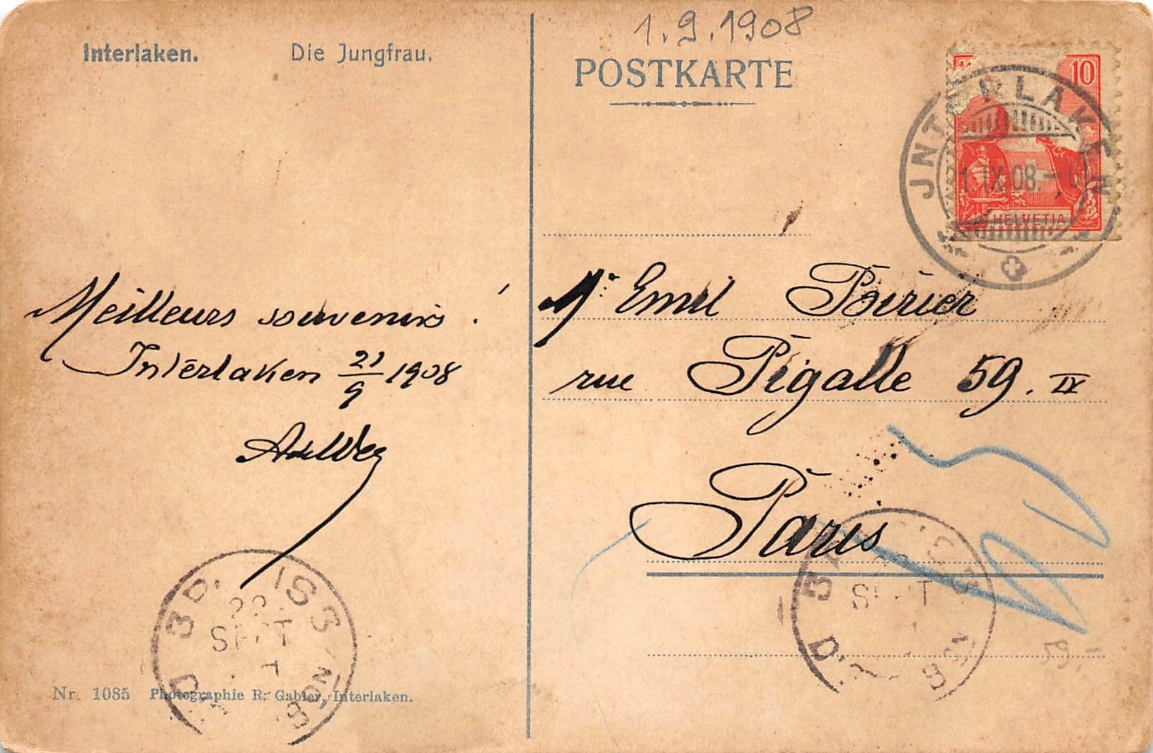 Cartoline postali: Interlaken – Usato da Ottikon b.Kemptth. venduto da Neptun1974 1