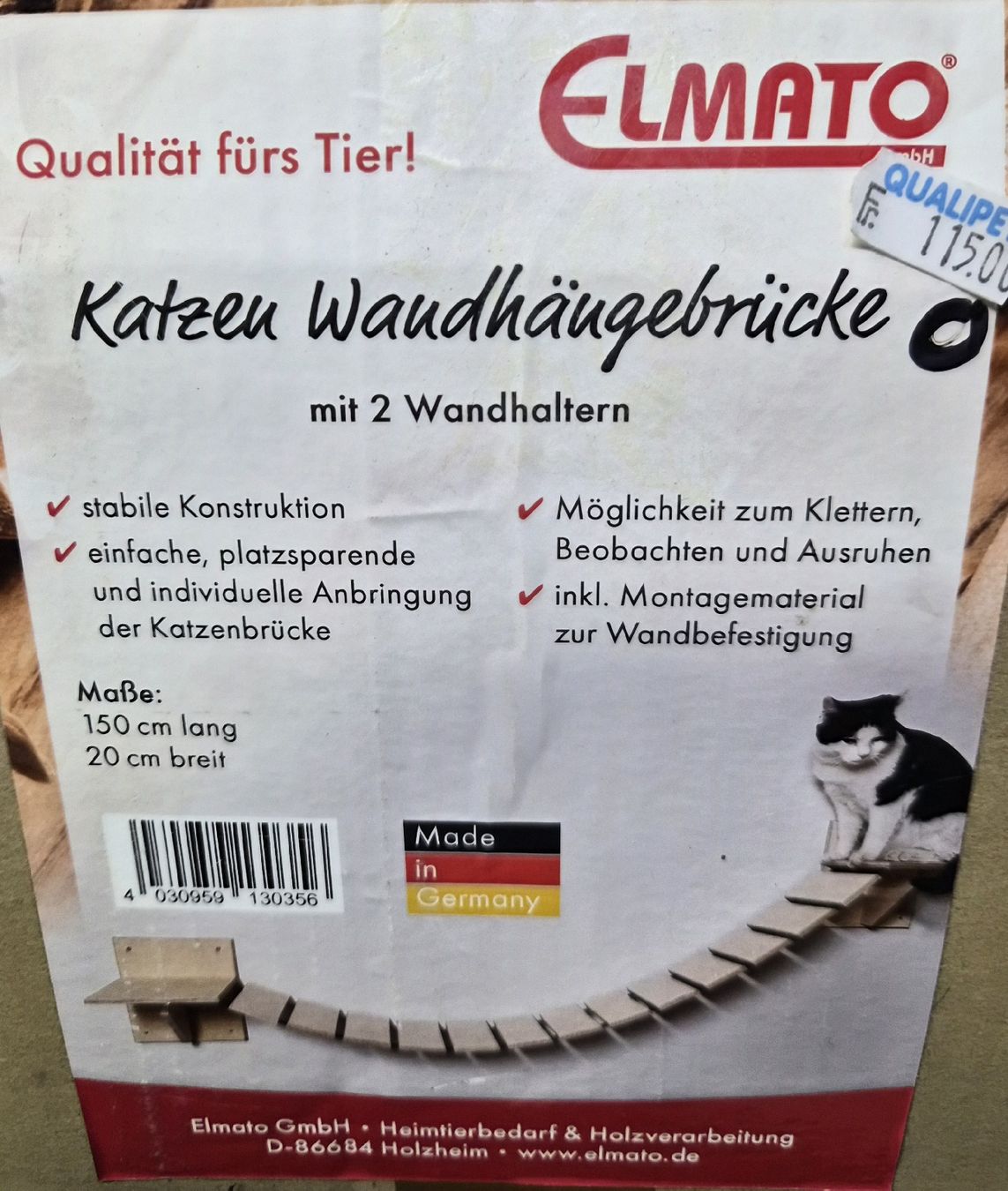 Tiragraffi: Elmato Katzen-Wandhängebrücke 150cm – Nuovo e nell'imballaggio originale da Dietikon venduto da Wutho