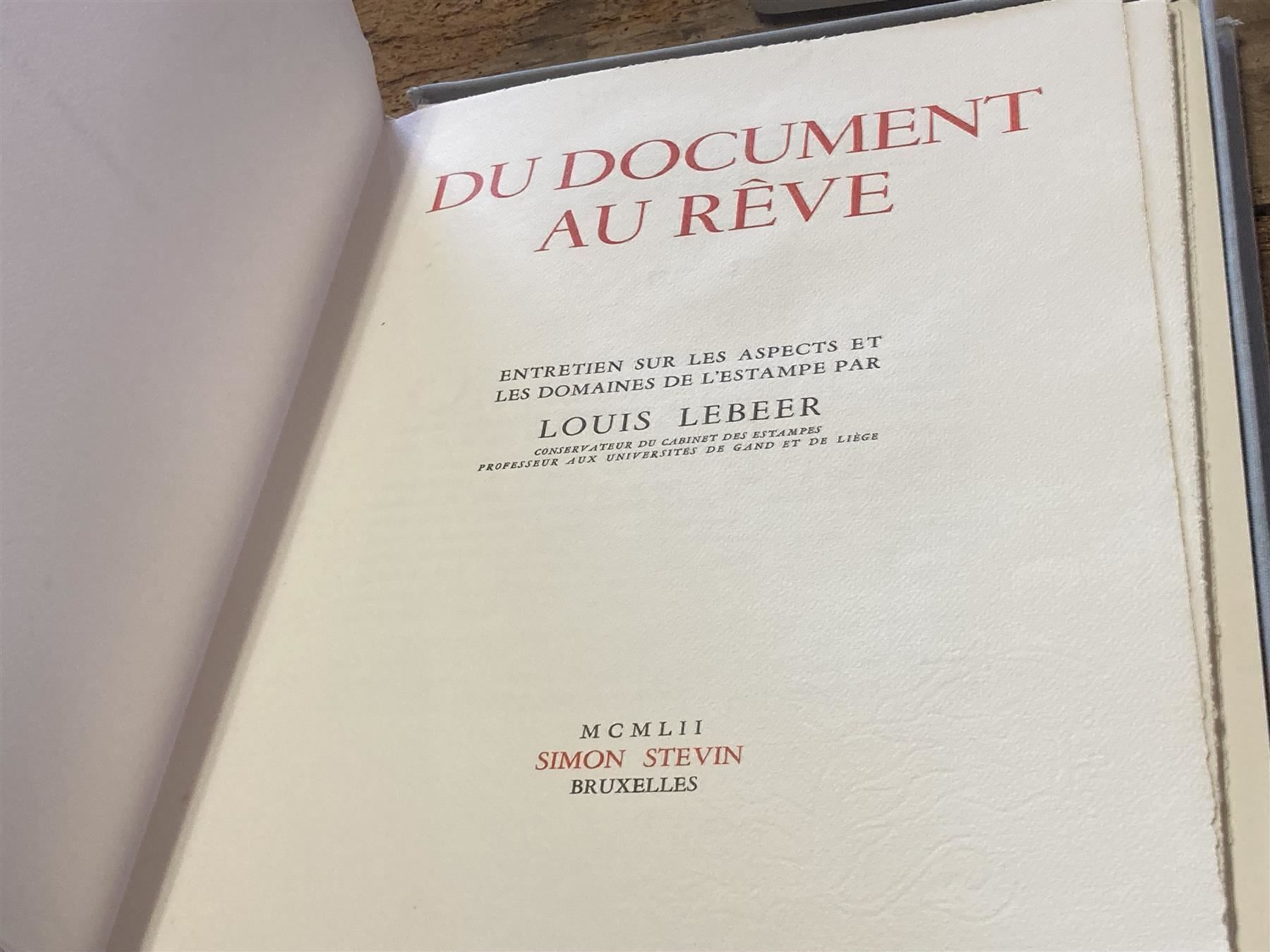 Libri: Du document au Rêve LEBEER Louis – Usato da Bern venduto da Jwpm66 2