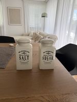 2x Vorratsdosen "Salt" & "Sugar" Weiss Keramik