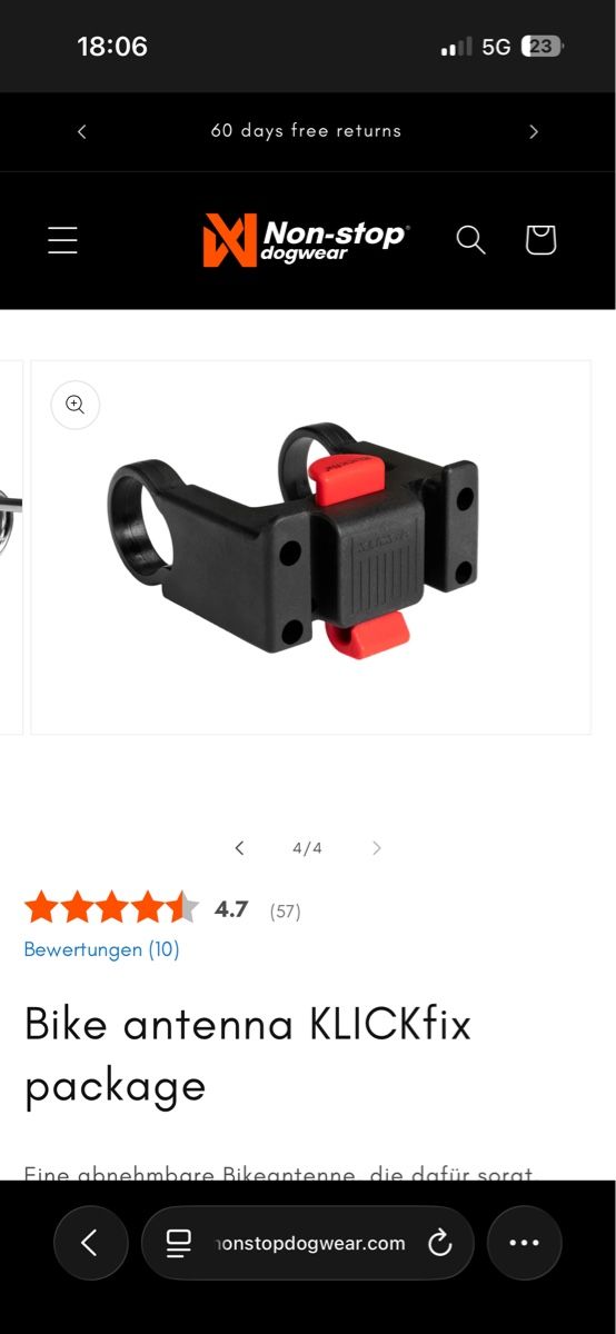 Pezzi di ricambio: Non-stop Bike antenna KLICKfix package – Usato da Scuol venduto da SilvanaE14 3