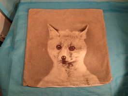 Kissenbezug mit Fuchs, grau-weiss, Reissverschluss, 50x50cm
