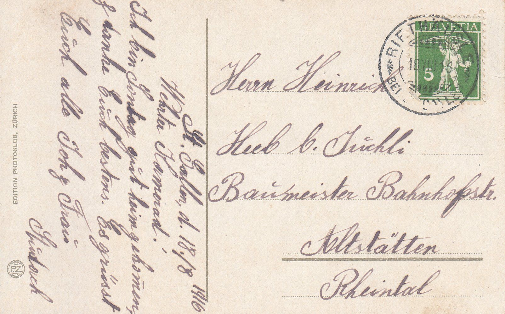 Cartoline postali: St. Gallen Stiftskirche 1916 – Usato da Bürglen TG venduto da StampGraf 1