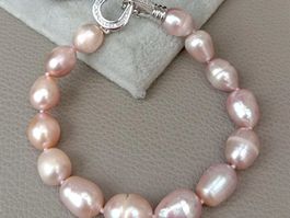 Lila Lua Perlen Armband Echt Bracelet Perle mauve Vrai
