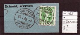 CH-103 mit Vollstempel Weesen auf Briefausschnitt