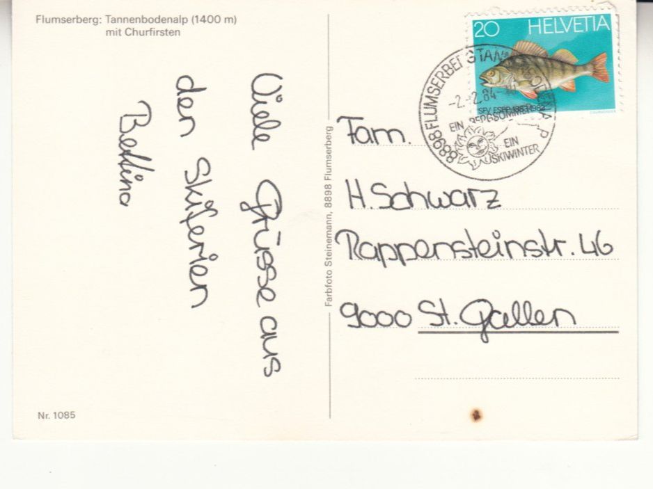 Cartoline postali: Tannenbodenalp 1984 – Usato da Bürglen TG venduto da StampGraf 1