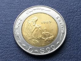 500 Lire gedenkmünzen San Marino 1989