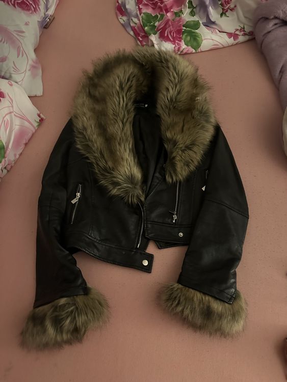 Kunstlederjacke mit Kunstfellbesatz | Kaufen auf Ricardo