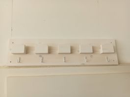 Appendiabiti da parete in legno bianco 5 vani + 5 ganci