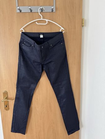 Marineblaue, beschichtete Hose (neu)