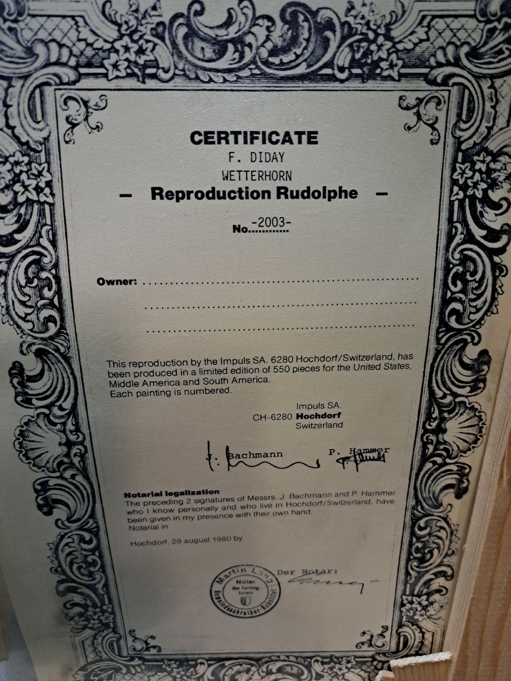 Dipinti: Francois Diday Wetterhorn Repro. – Usato da Grossdietwil venduto da hufi10 7
